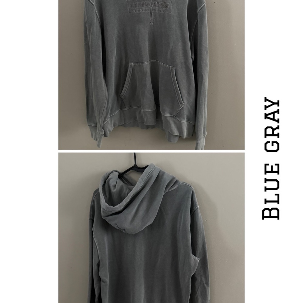 Men's Blue Gray Hoodie Sweater